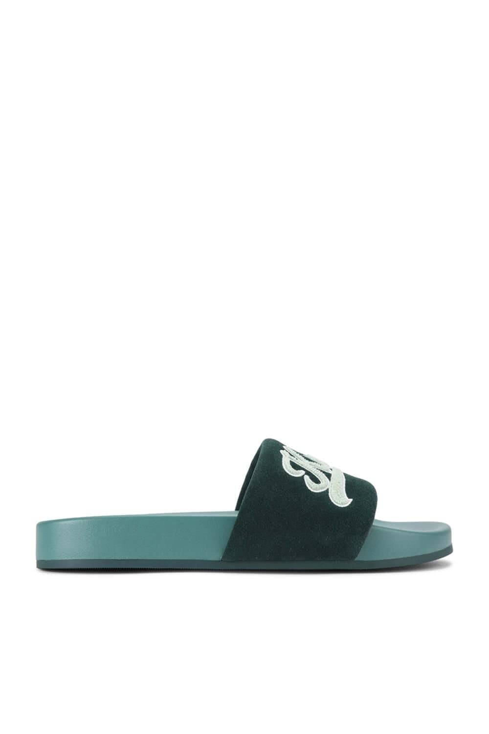Kurt Geiger London Kurt Geiger London Men's 'Script Slide' Suede Sandals in Dark Green