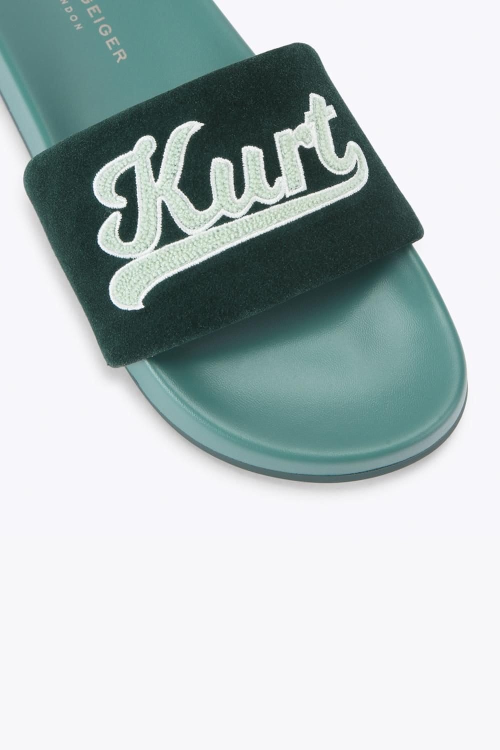 Kurt Geiger London Kurt Geiger London Men's 'Script Slide' Suede Sandals in Dark Green - 4