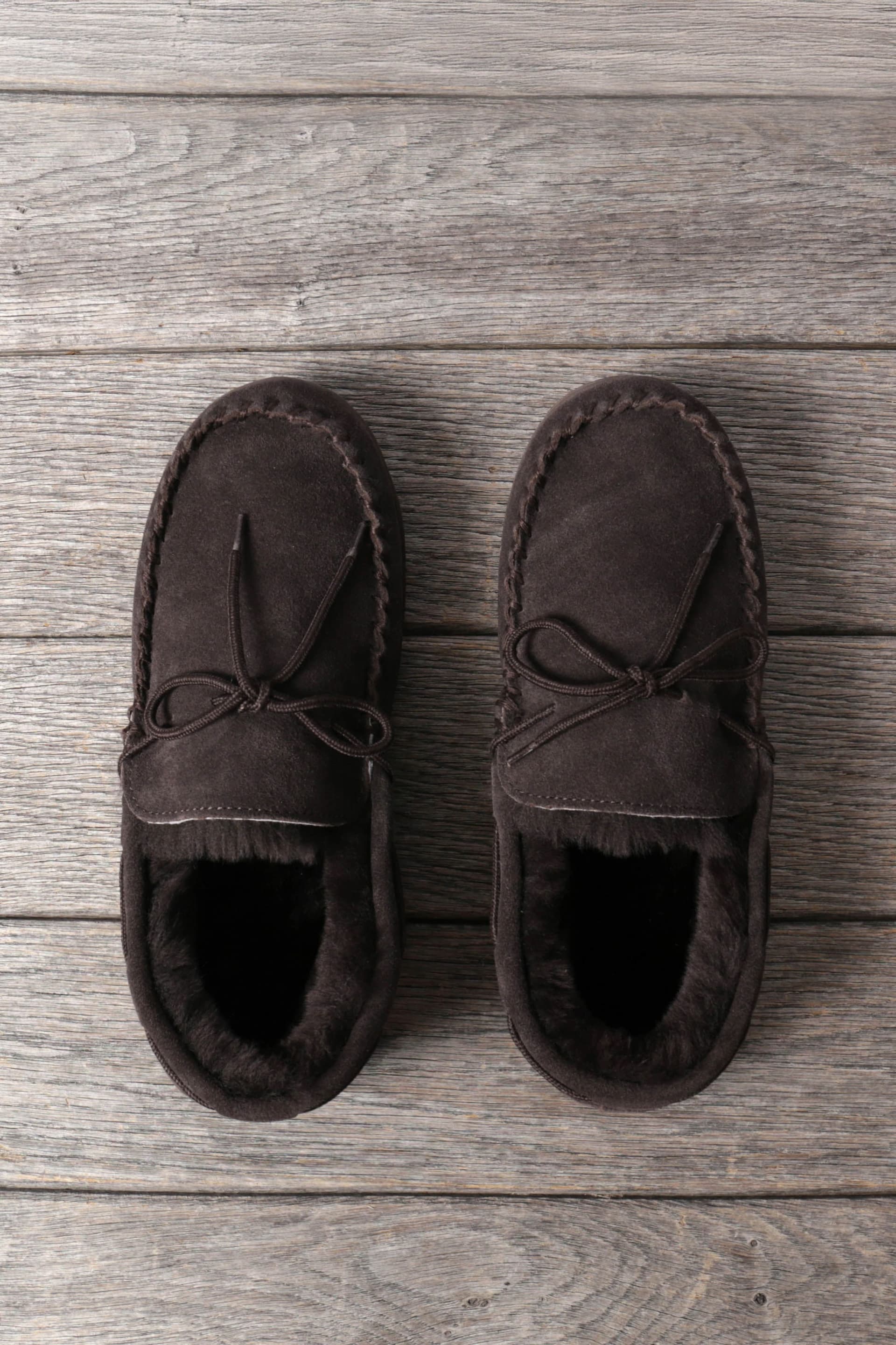 WoolOvers WoolOvers Men's Mens Hard Sole Moccasin in Chocolate