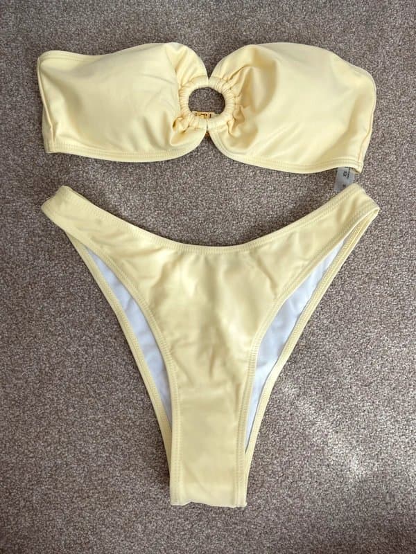 tiktok shop TikTok Shop Lemon Yellow Bandeau Bikini Women’s Size S BNIP