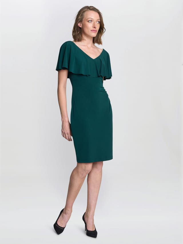 Gina Bacconi Gina Bacconi Women's Allie Flutter Sleeve Cocktail Dress in Green - 3