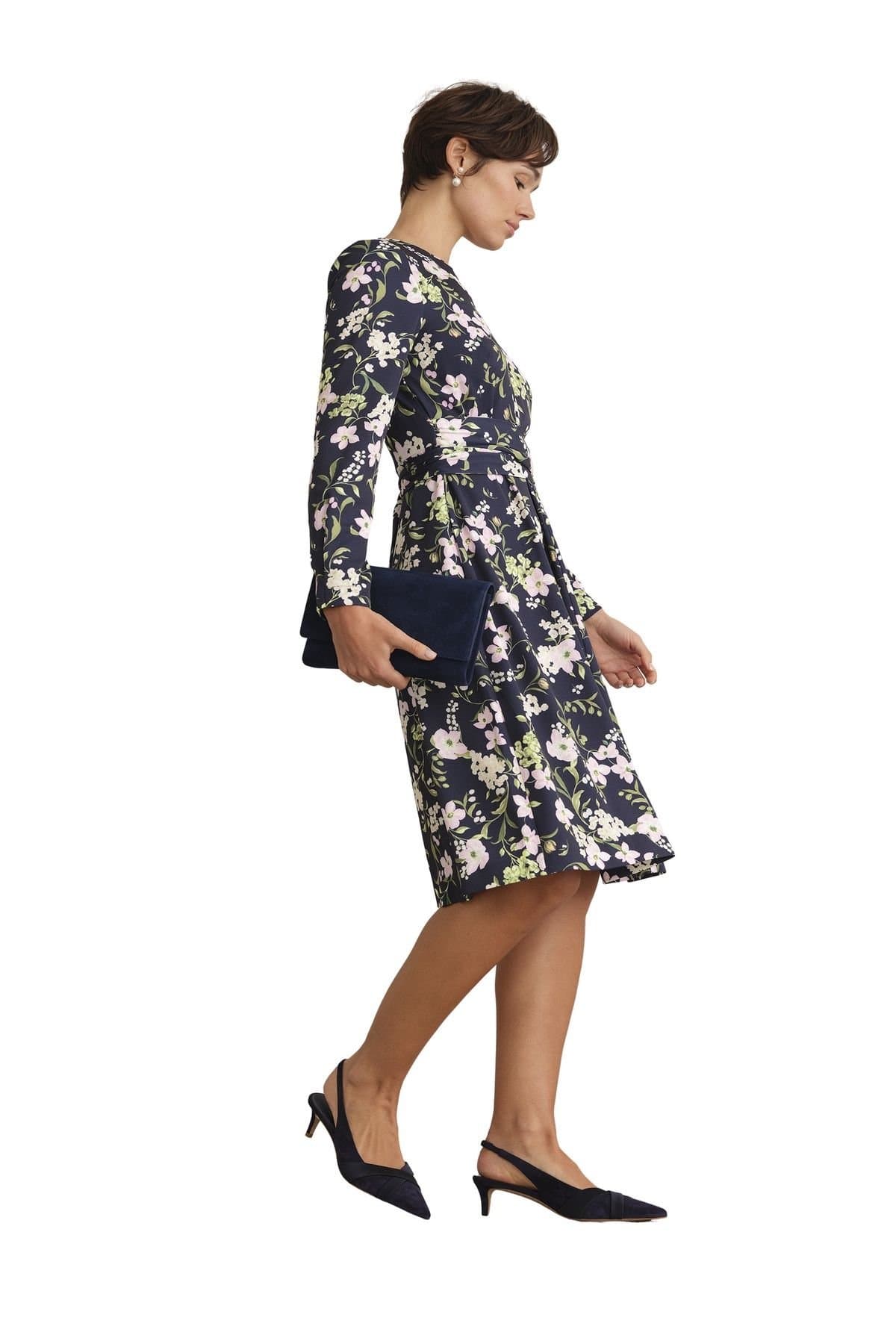 Hobbs London Hobbs London Women's Sabine Long Sleeve Floral Dress in Navy