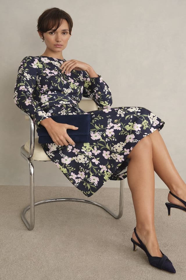 Hobbs London Hobbs London Women's Sabine Long Sleeve Floral Dress in Navy - 3