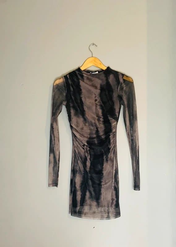 Bershka NW/OT Bershka black & grey micro mesh dress size small summer festival