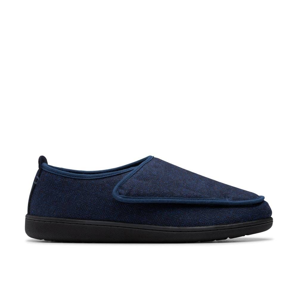 Clarks Clarks Men's King Riptape Slipper Navy Interest Slip Ons, Slippers in Blue - 4