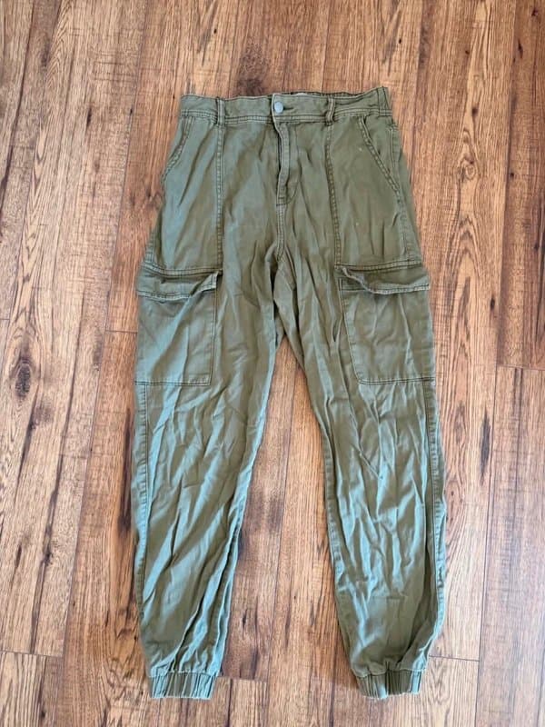 New Look New Look Khaki Cargo Joggers Size M Utility Trousers Elastic Cuff Pants