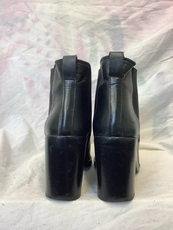 Topshop Ladies Topshop Black Leather Ankle Boots Size 39, Uk 6
