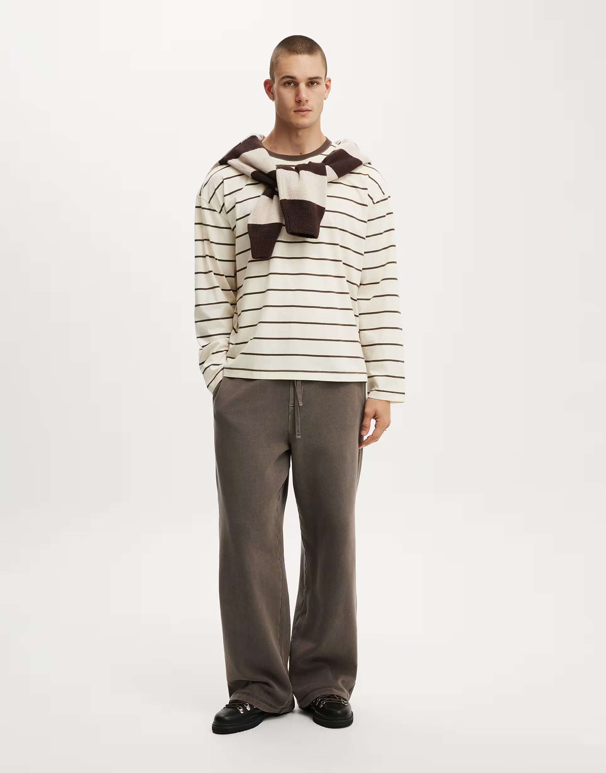ASOS Cotton On Super baggy track pant in brown - 1