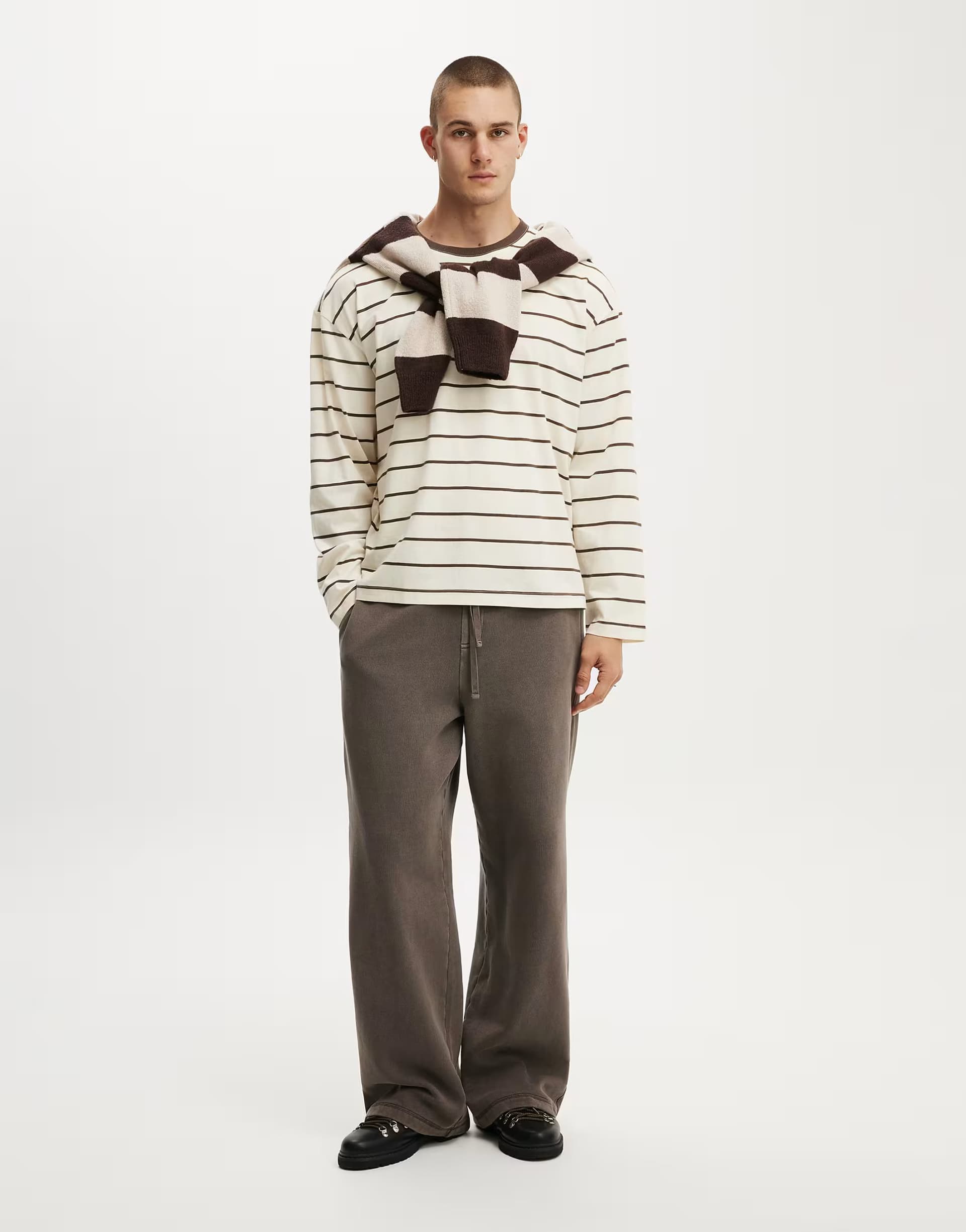 ASOS Cotton On Super baggy track pant in brown