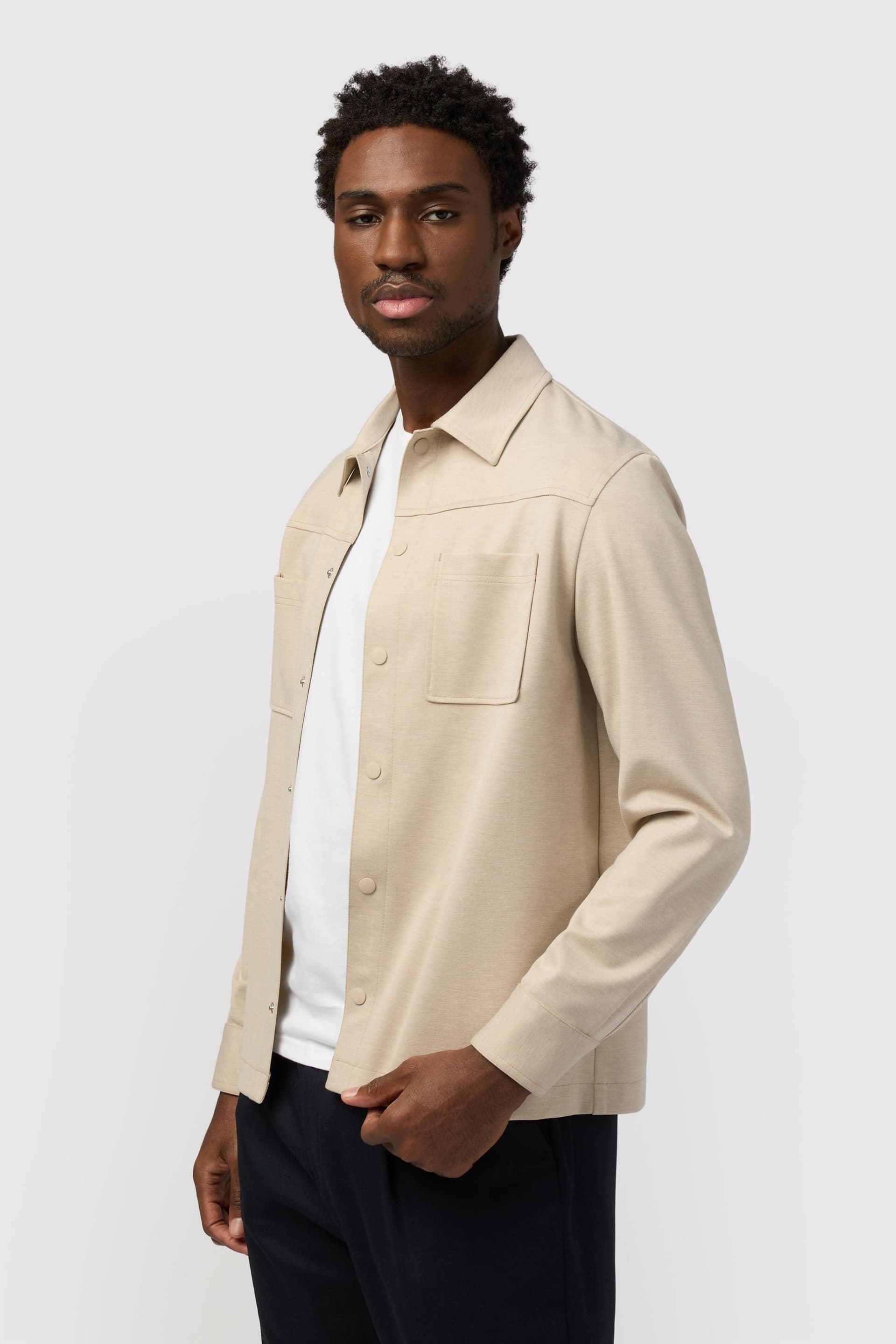 Melka Melka Men's Jersey Overshirt in Beige