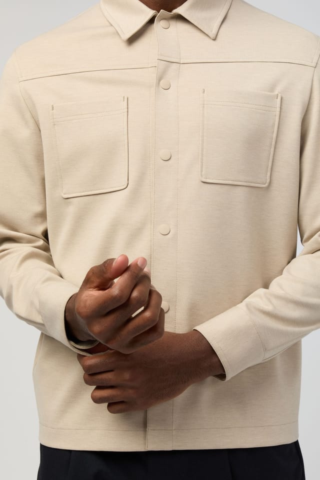 Melka Melka Men's Jersey Overshirt in Beige - 3