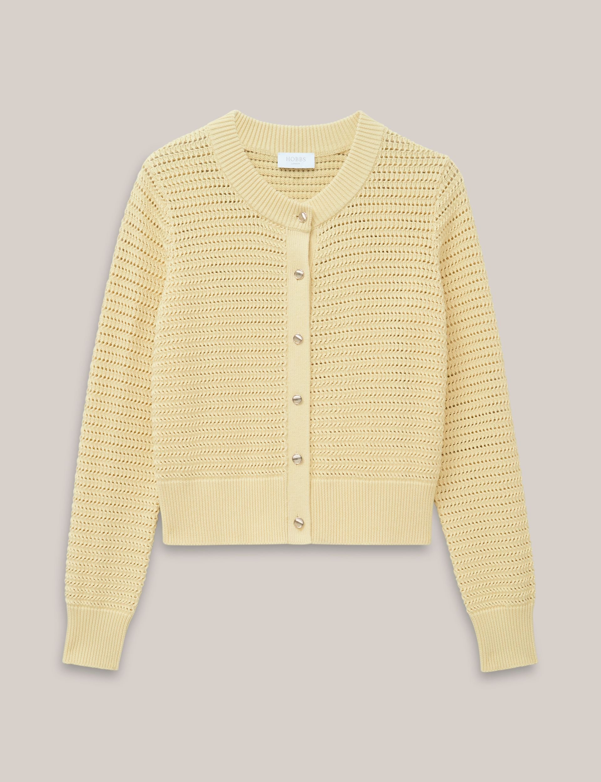 Hobbs London Hobbs London Women's Felicity Regular-Fit Cotton Cardigan in Lemon - 2