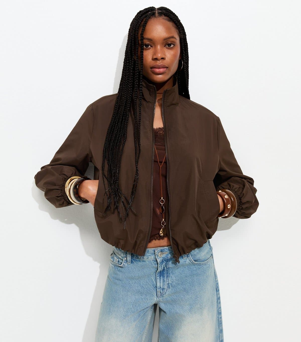 New Look New Look Dark Brown Zip Through Windbreaker Jacket