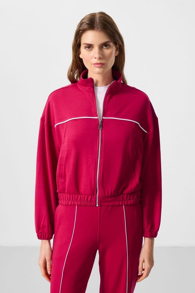 Tommy Life Tommy Life Women's Oversized Zip-collar Tracksuit Set in Bright Pink - 3