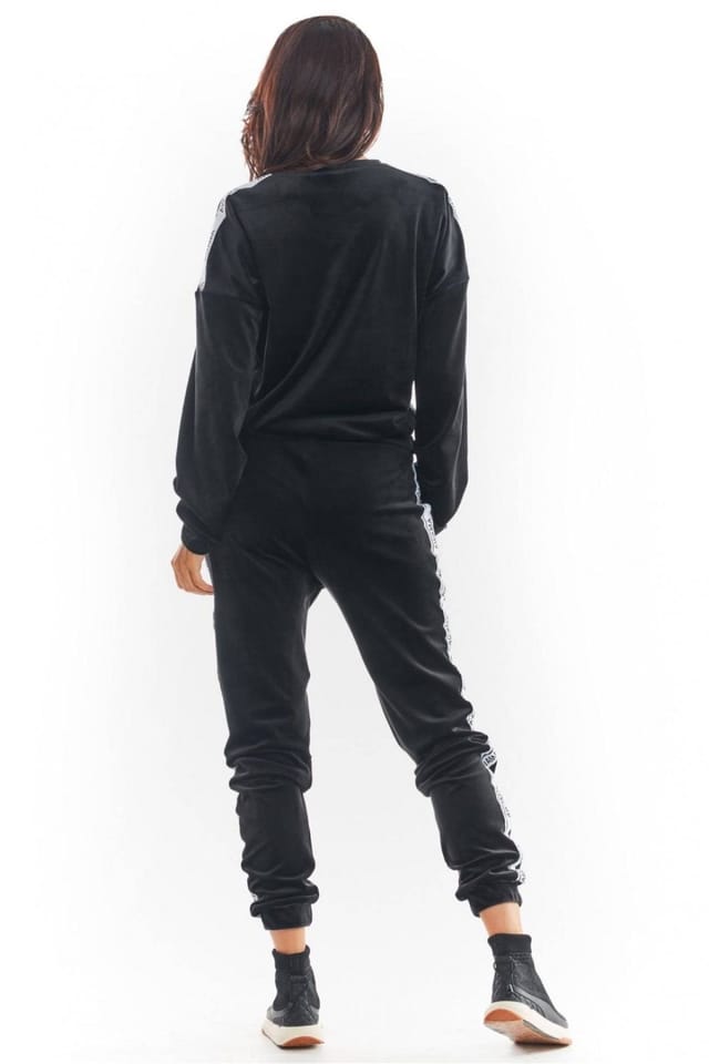Love Lace Love Lace Women's Velour Tracksuit Trousers Drawstring Pockets in Black - 3