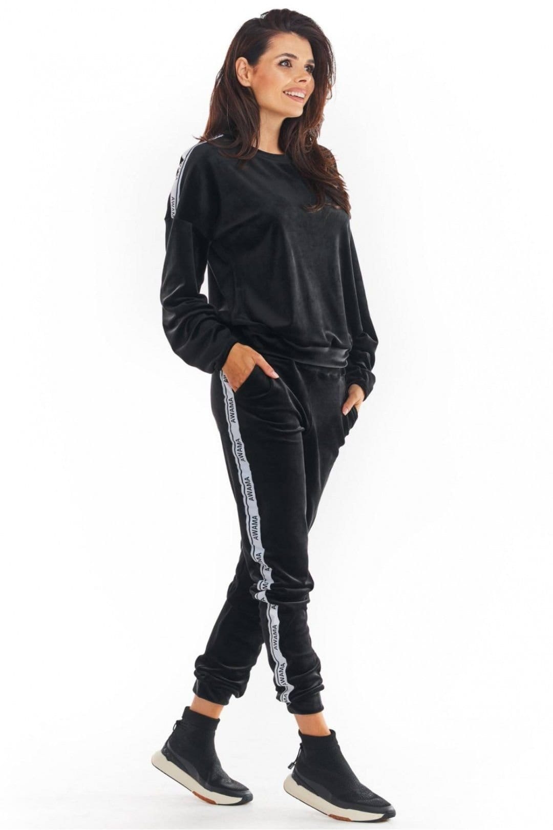 Love Lace Love Lace Women's Velour Tracksuit Trousers Drawstring Pockets in Black - 4