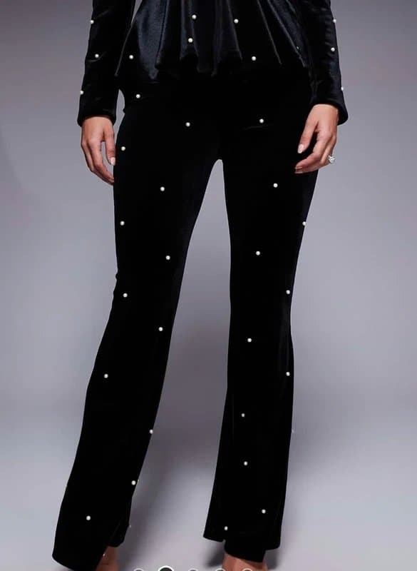 ASOS Black velvet Flared trousers with pearls