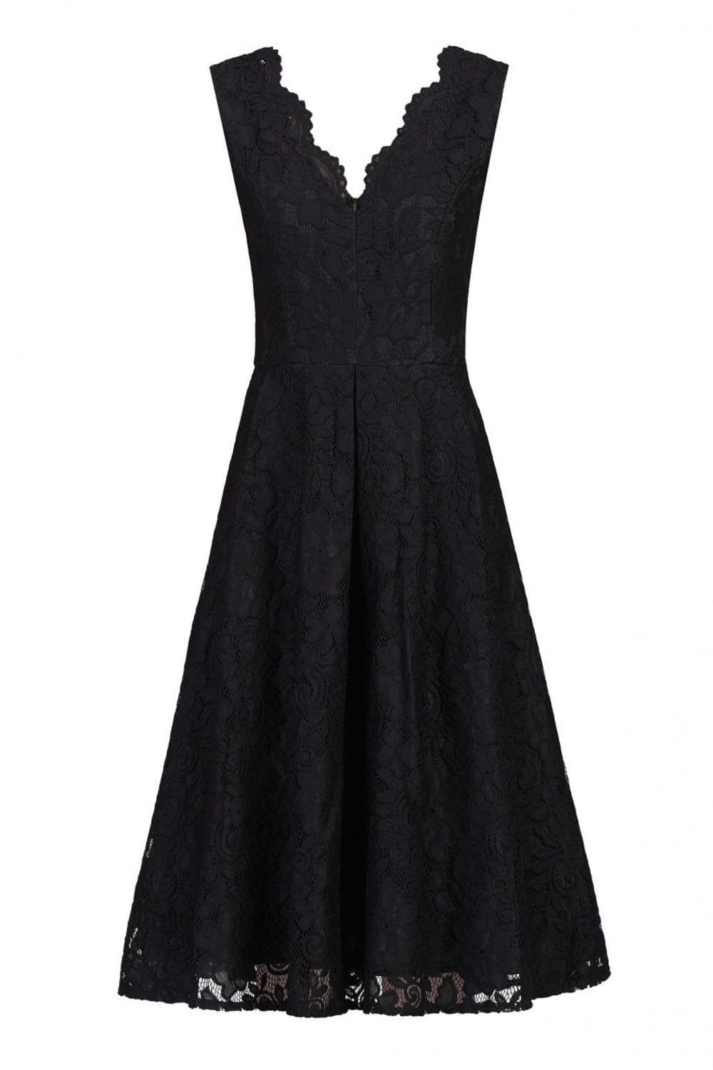 Jolie Moi Jolie Moi Women's V Neck Pleated Lace Prom Dress in Black - 4