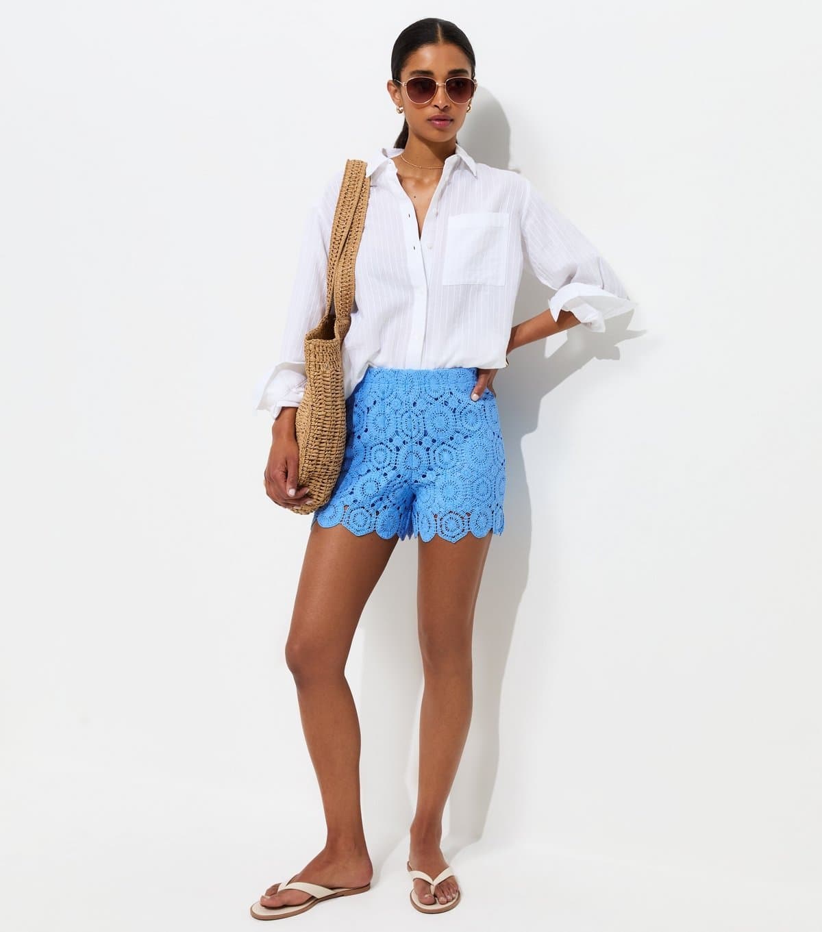 New Look Women's Blue Crochet Knit Shorts New Look