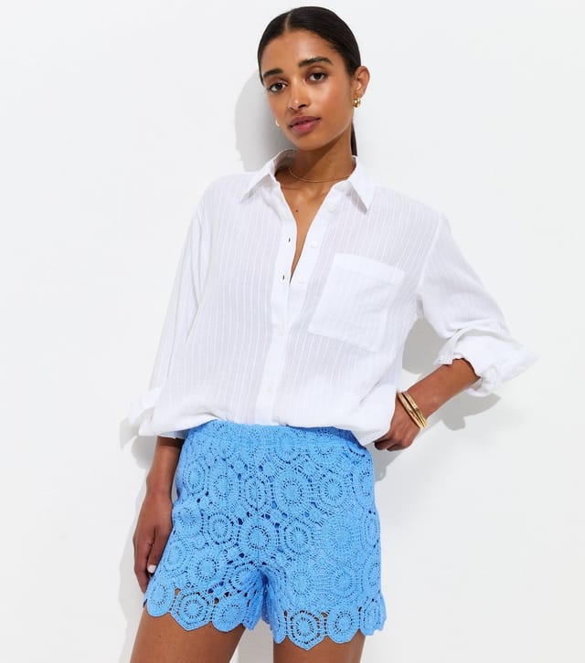 New Look Women's Blue Crochet Knit Shorts New Look - 2