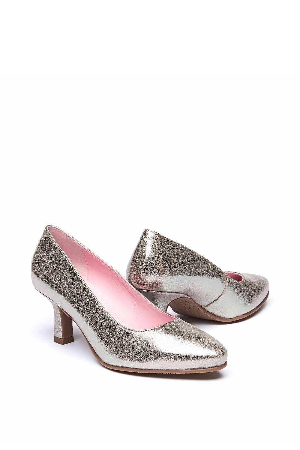Moshulu Moshulu Women's 'Asano' Heeled Court Shoes in Metallic Silver - 2