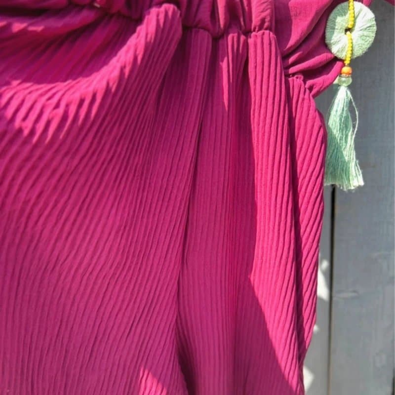 M-Made in Italy One size 12-16 Made in Italy Plum colour pleated bottom cullote playsuit