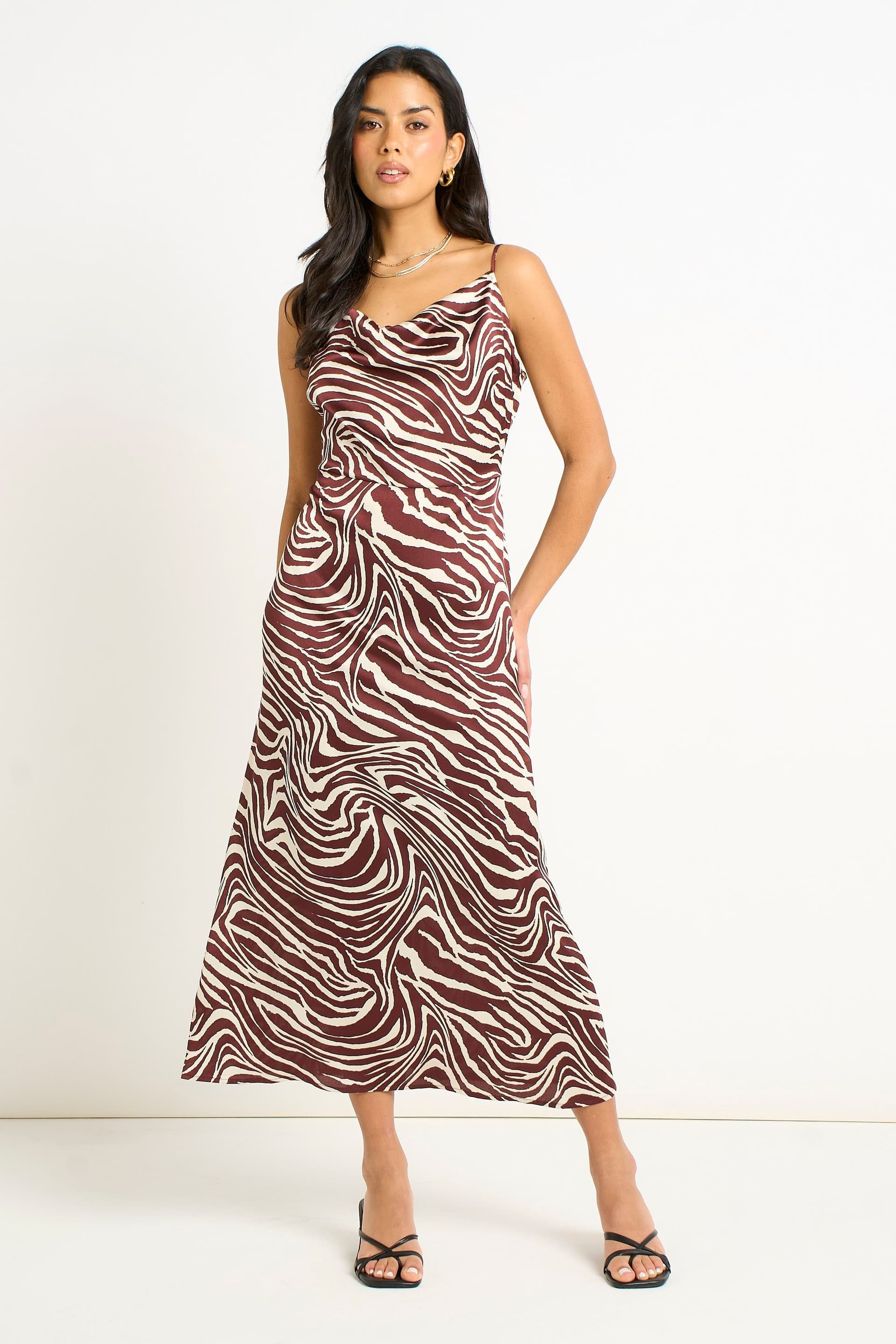 Gini London Gini London Women's Burgundy Zebra Cowl Neck Midi Dress