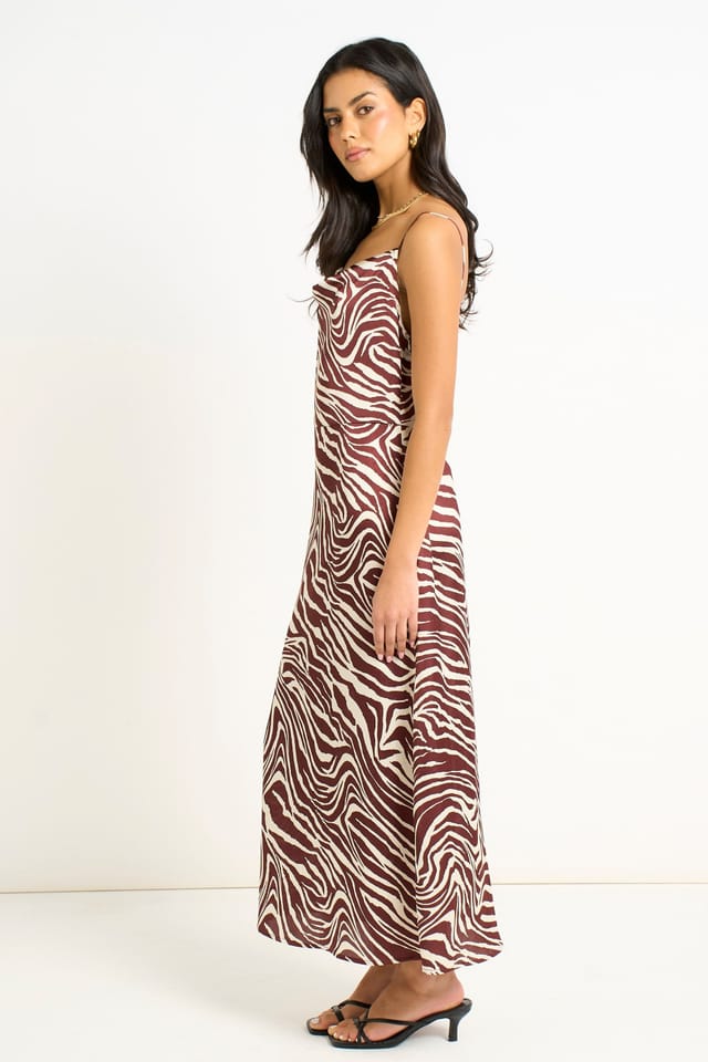 Gini London Gini London Women's Burgundy Zebra Cowl Neck Midi Dress - 3