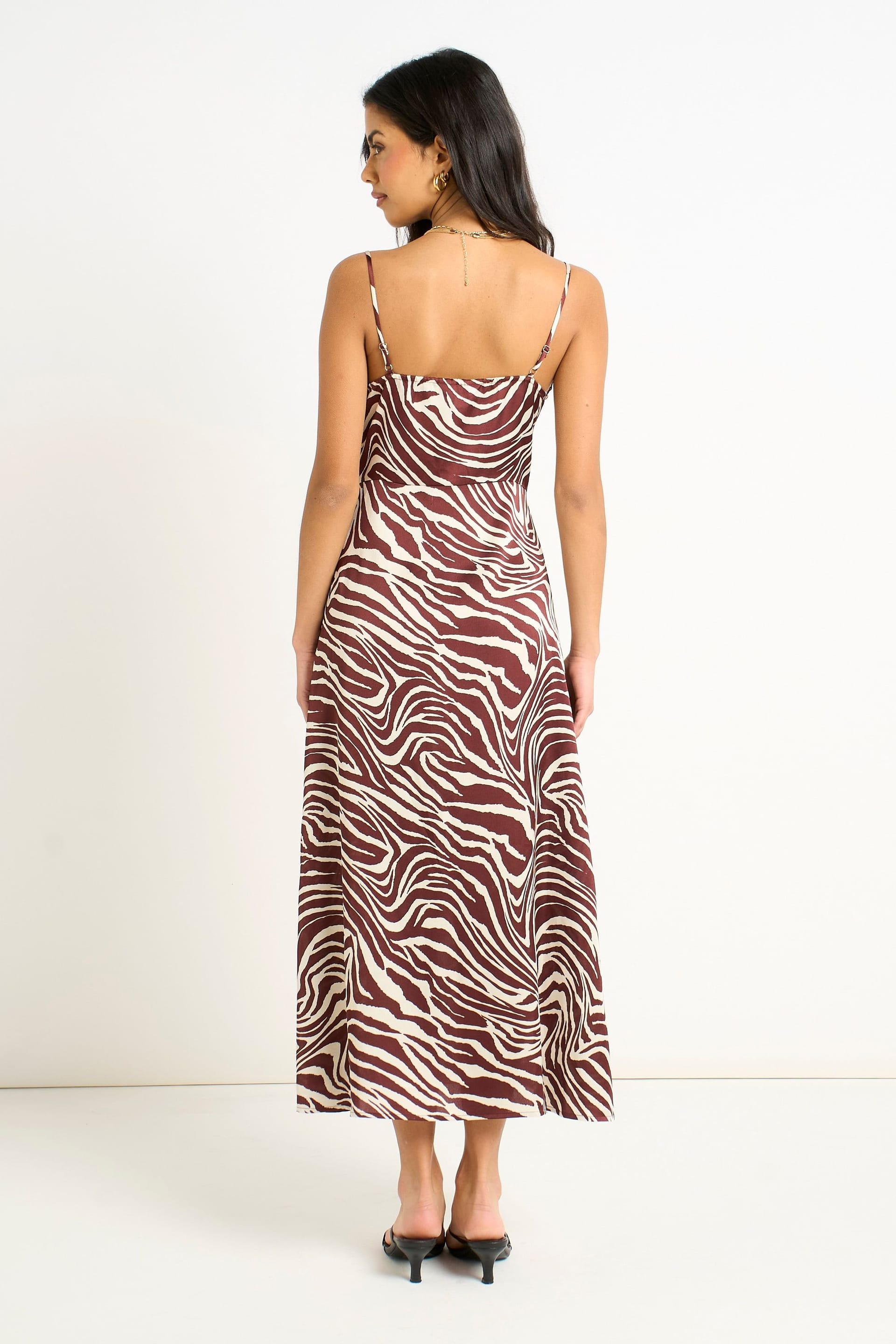 Gini London Gini London Women's Burgundy Zebra Cowl Neck Midi Dress - 4