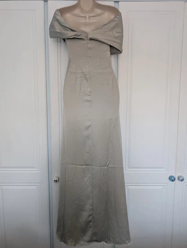 ASOS ASOS Edition satin Bardot maxi dress in sage green size 6