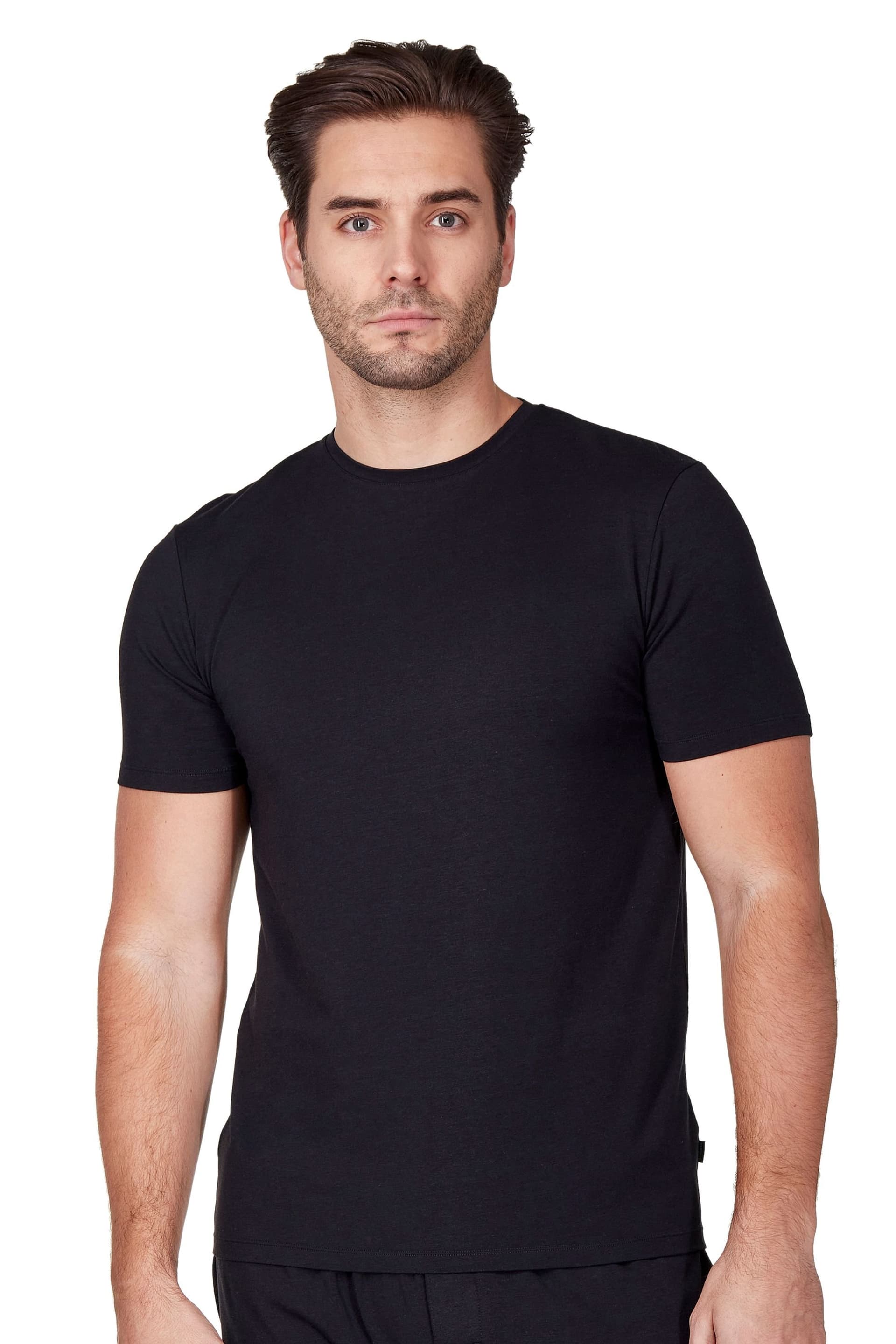 Haigman Haigman Men's 2 Pack Bamboo Cotton Soft Stretch Short Sleeve T-Shirts in Black