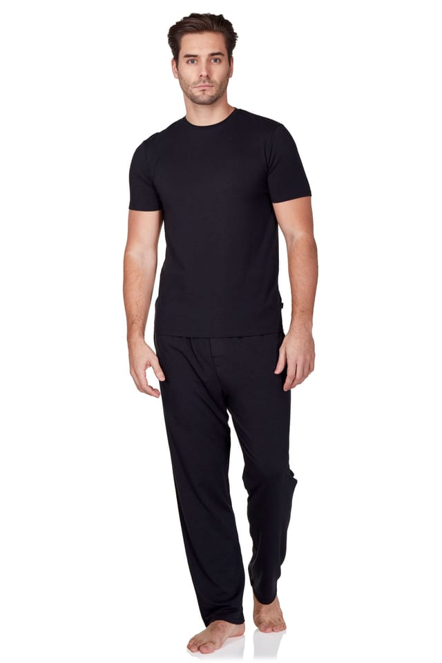 Haigman Haigman Men's 2 Pack Bamboo Cotton Soft Stretch Short Sleeve T-Shirts in Black - 2