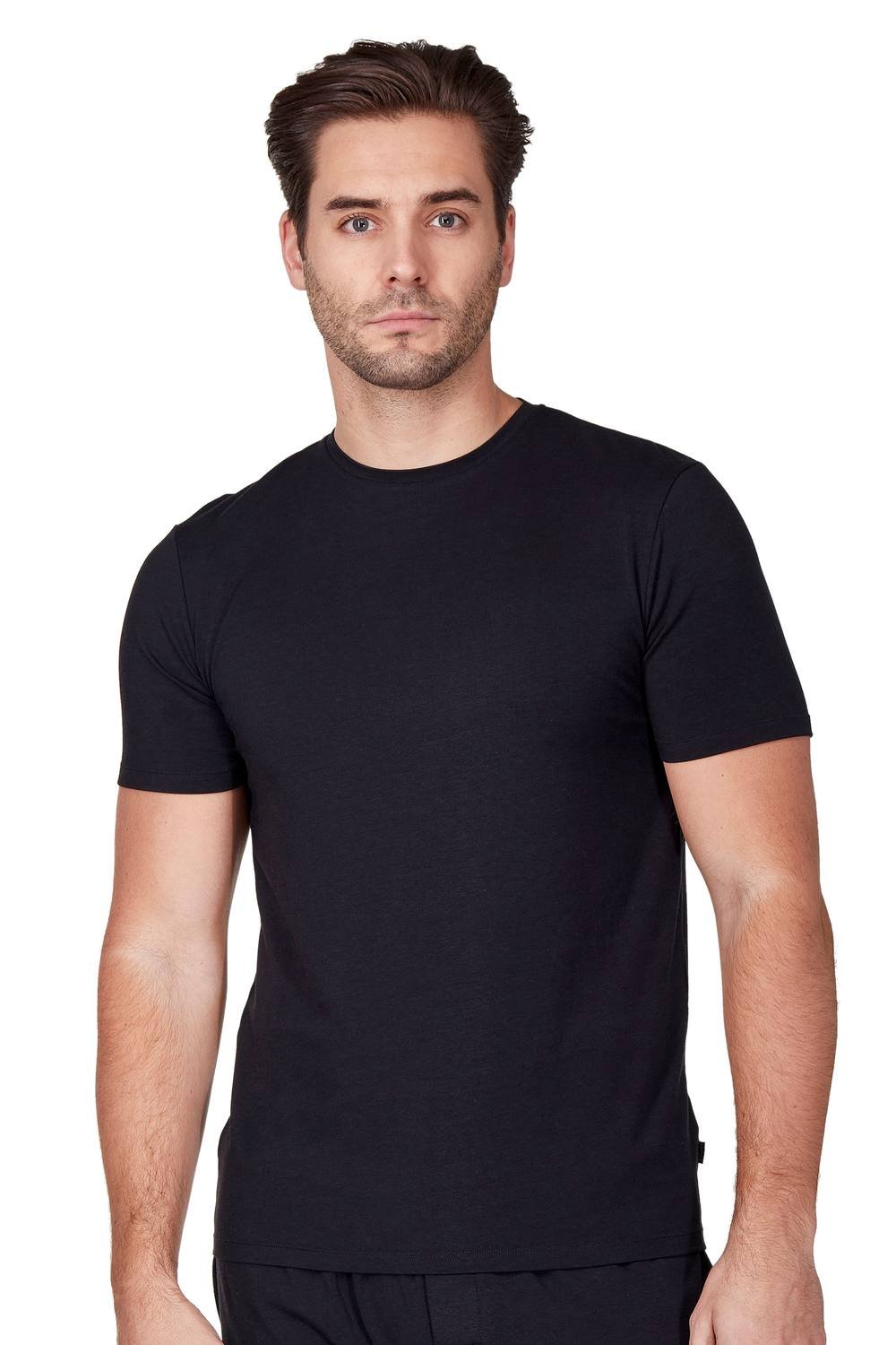 Haigman Haigman Men's 2 Pack Bamboo Cotton Soft Stretch Short Sleeve T-Shirts in Black - 3