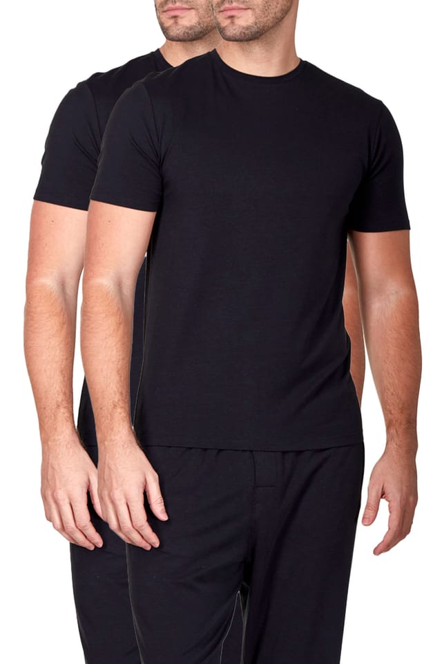 Haigman Haigman Men's 2 Pack Bamboo Cotton Soft Stretch Short Sleeve T-Shirts in Black - 3