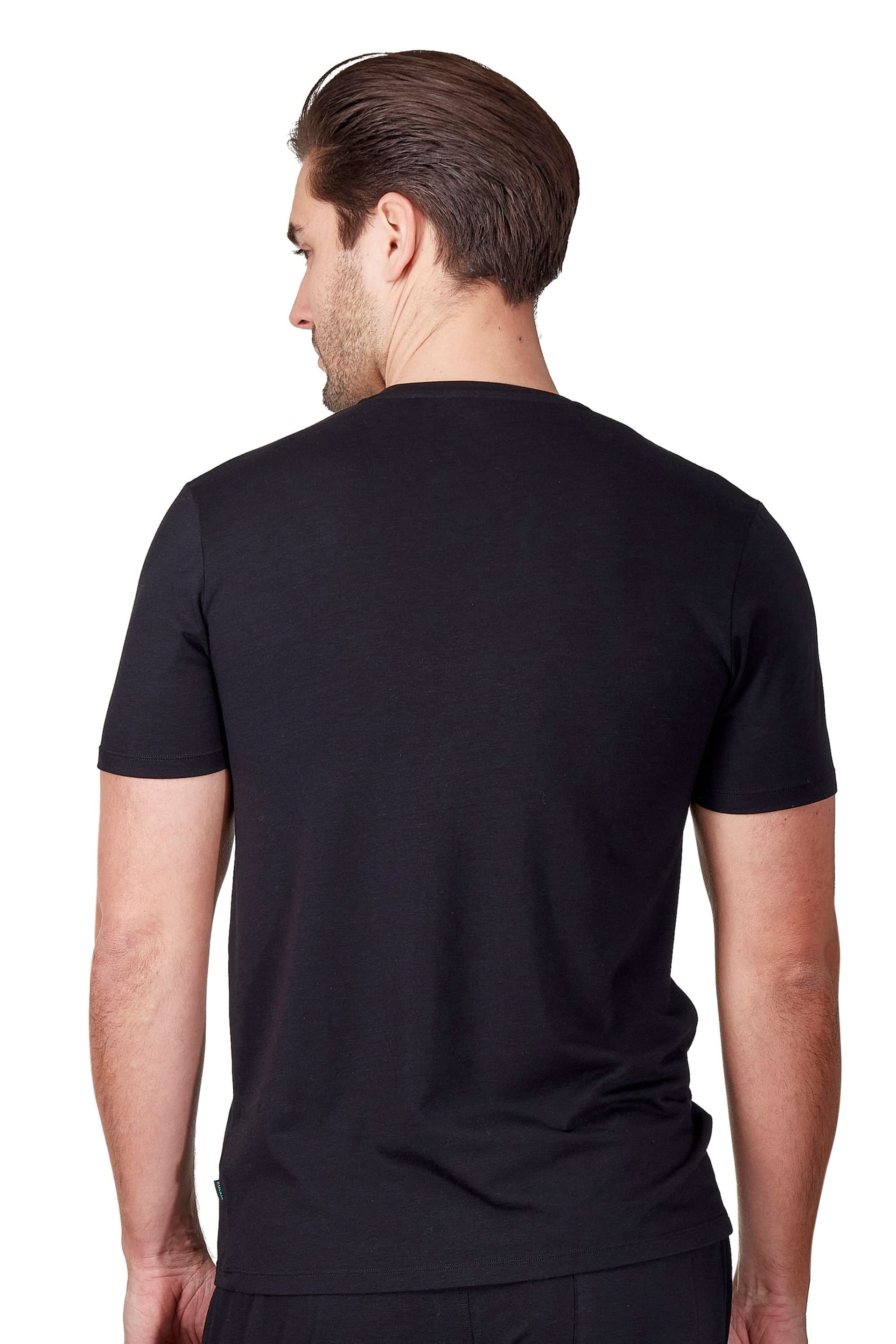 Haigman Haigman Men's 2 Pack Bamboo Cotton Soft Stretch Short Sleeve T-Shirts in Black - 4