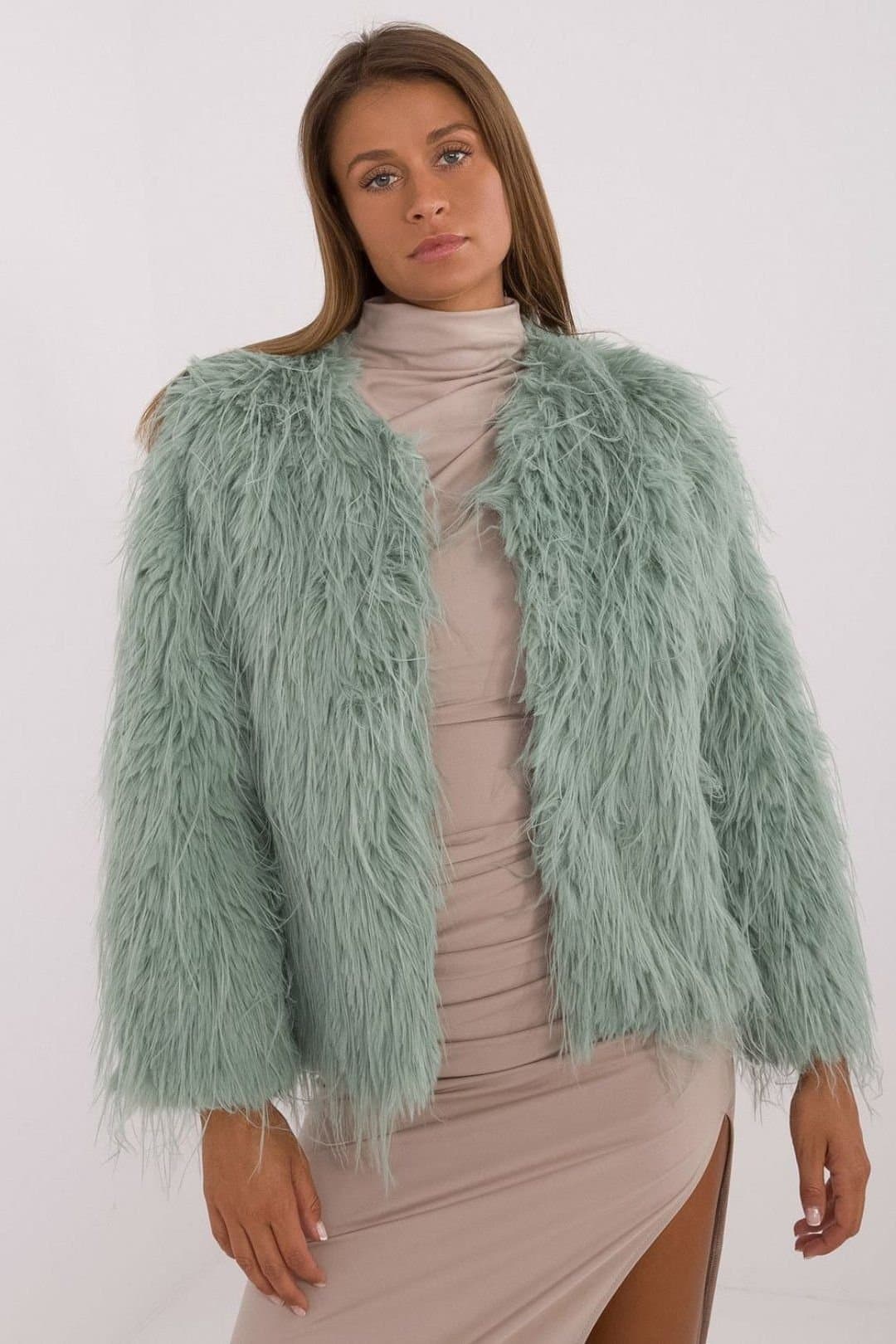 Love Lace Love Lace Women's Fur Finish Transitional Clasp Jacket in Green
