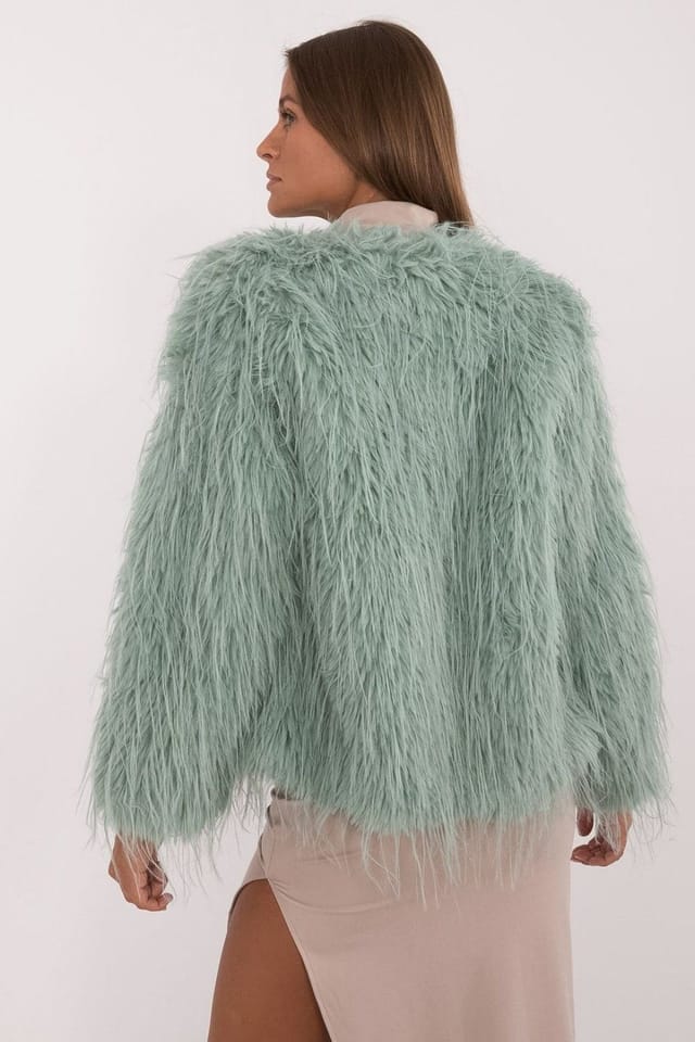 Love Lace Love Lace Women's Fur Finish Transitional Clasp Jacket in Green - 3