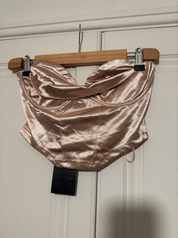 ASOS Champagne satin crop top corset style asos Naanaa