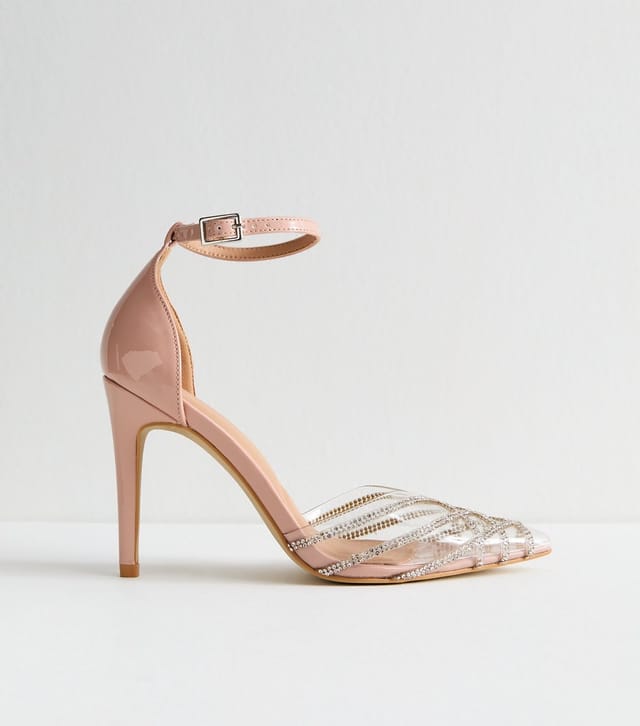 New Look Women's Pink Faux Patent Leather Shimmer Embellished Court Shoes New Look - 3