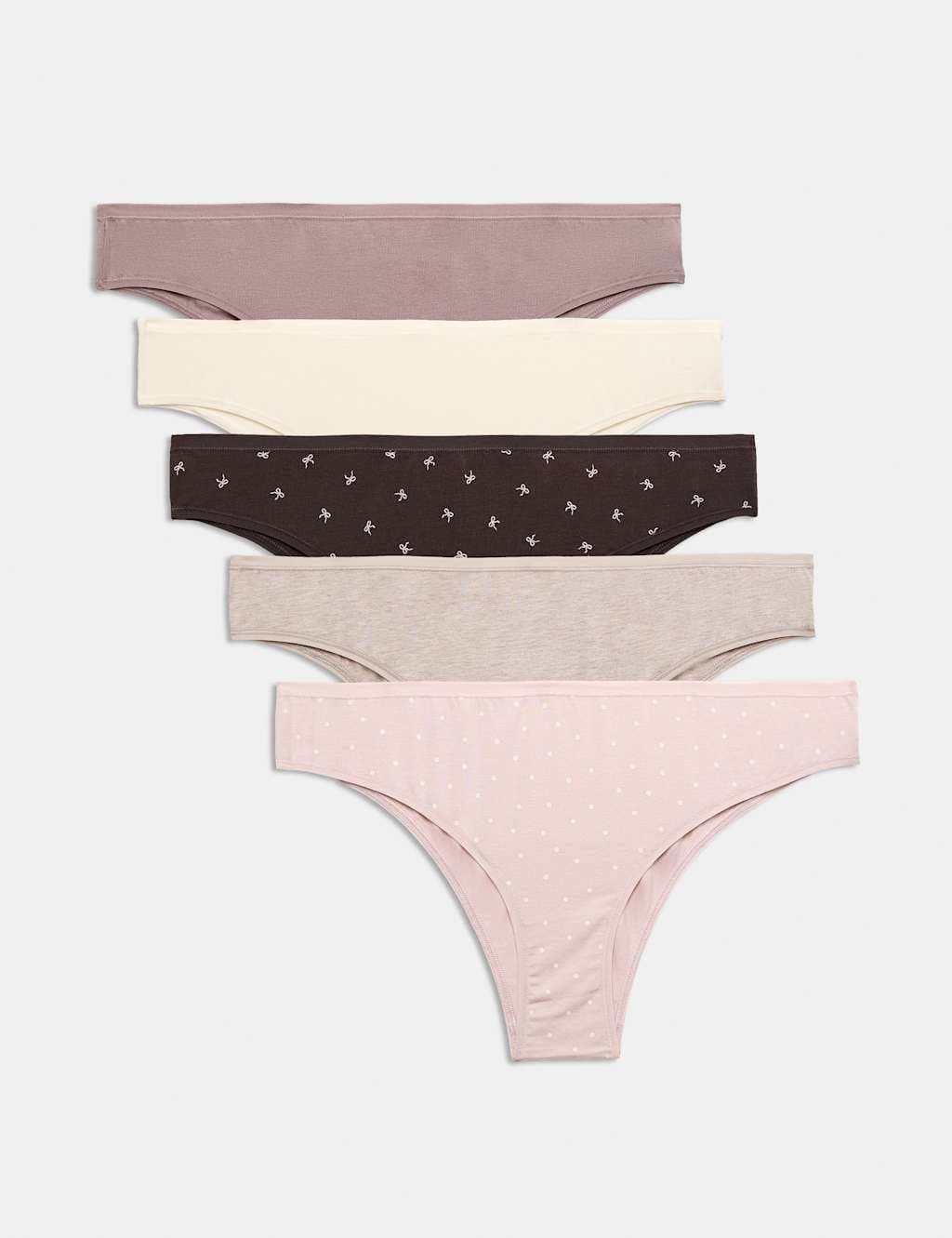 Marks & Spencer M&S 5pk Cotton Modal Brazilian Knickers Dark Brown