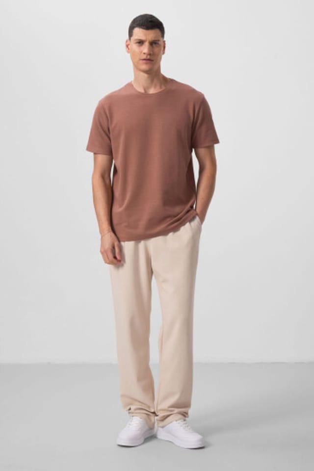 Tommy Life Tommy Life Men's Regular Fit Crew Neck T-Shirt in Light Brown - 2