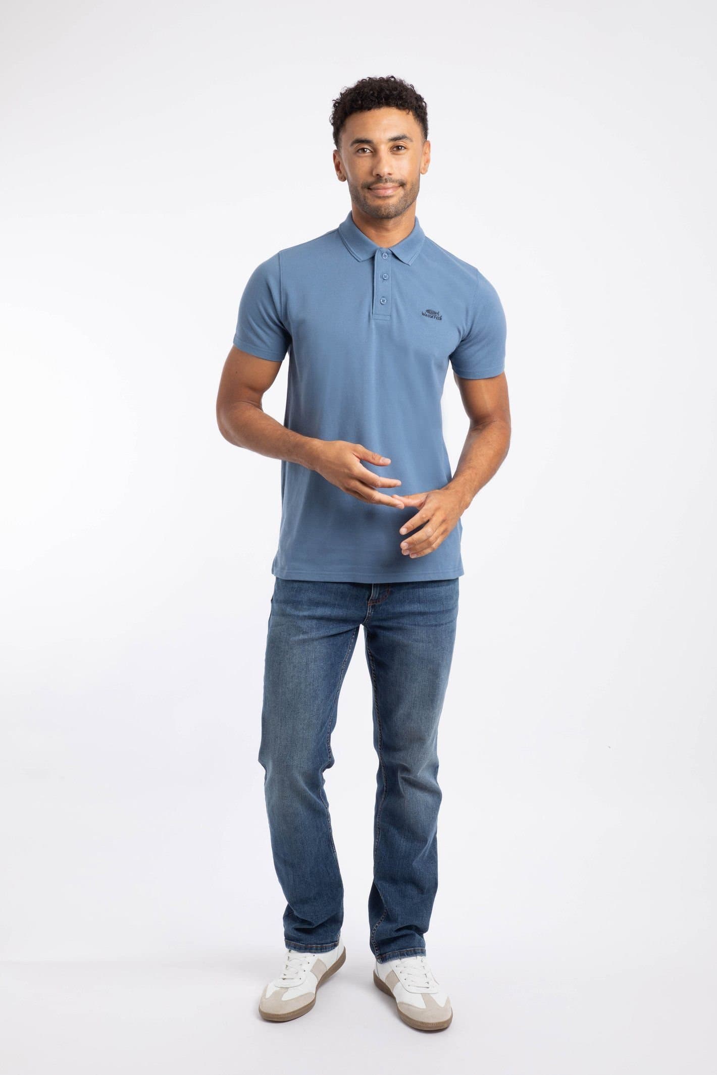 Weird Fish Weird Fish Men's Miles Pique Polo Shirt in Mid Blue