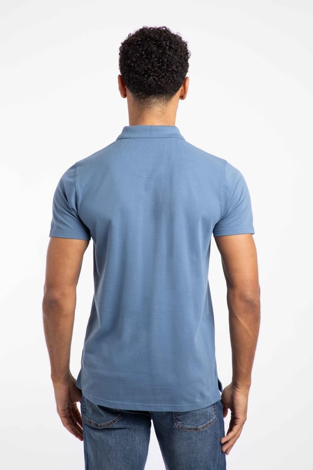 Weird Fish Weird Fish Men's Miles Pique Polo Shirt in Mid Blue - 3