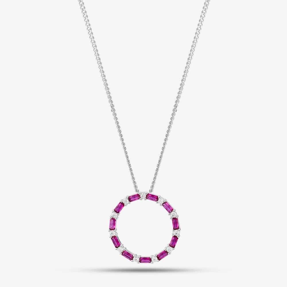 T.H.Baker T.H.Baker Red Cubic Zirconia Circle Pendant Necklace