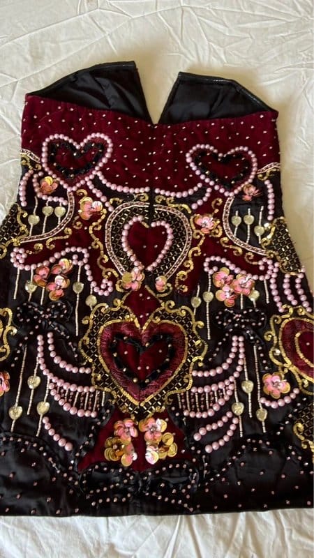 ASOS ASOS Luxe velvet heart embellished pearl trim mini dress - 1