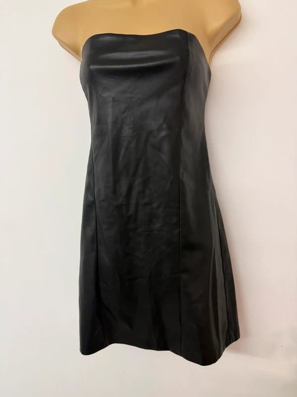 Bershka Bershka Faux Leather Strapless Dress – Size L