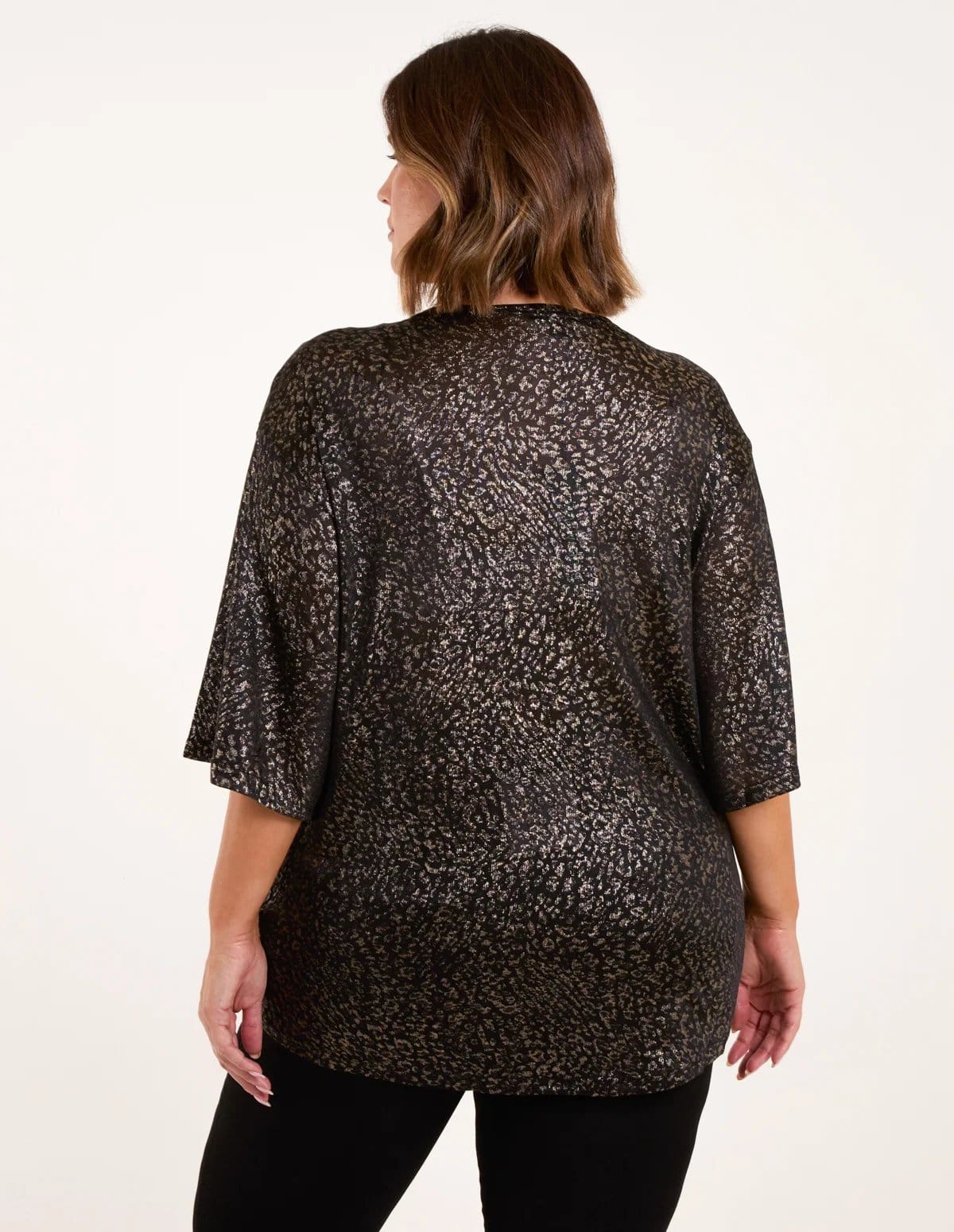 Blue Vanilla Curve Leopard V Neck Tie Front Top - 4