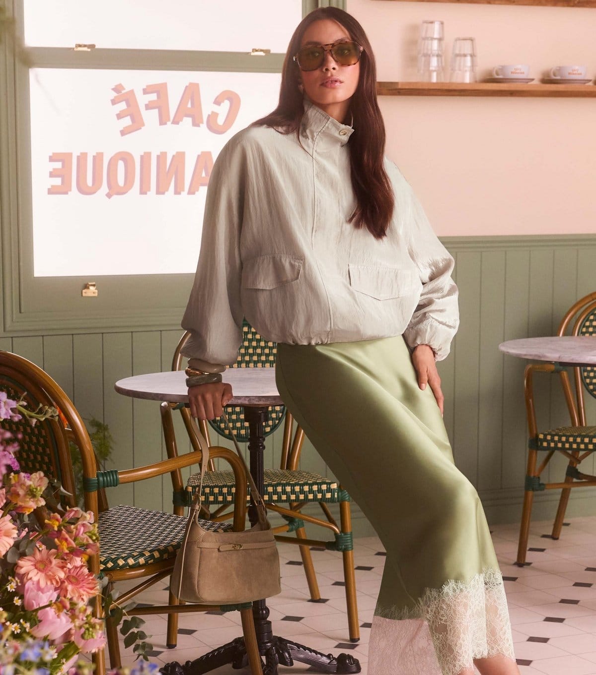 New Look Women's Light Green Deep Lace Trim Midi Skirt New Look - 4