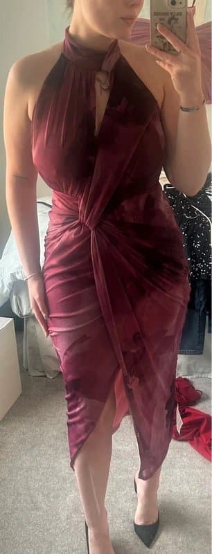 ASOS Beautiful pink ruched dress with backless detail