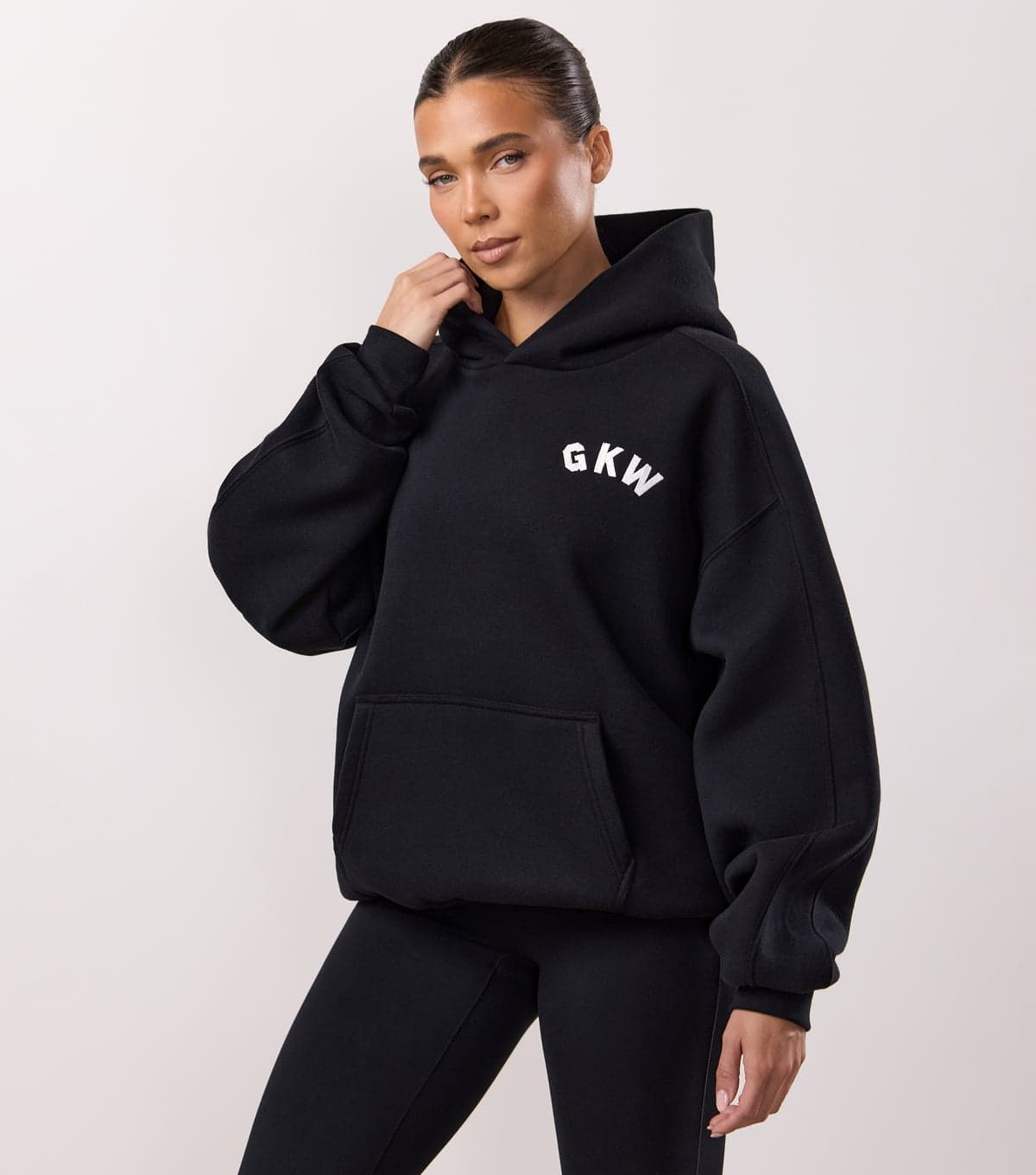 Gym King Gym King Black Jersey Oversized Hoodie